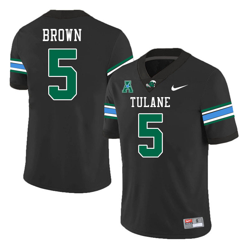 #5 Yulkeith Brown Tulane Green Wave Jersey College Football Uniforms,Apparels Stitched-Black